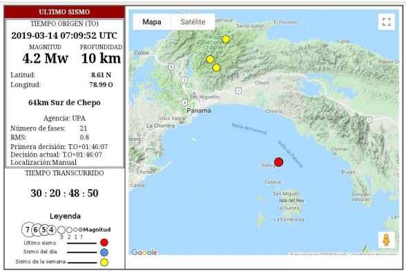 Sismo de magnitud 4.2 sacude a Panamá en la madrugada