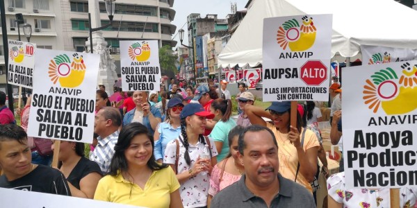 Miembros de la ANAVIP protestan en la plaza 5 de Mayo contra las importaciones 