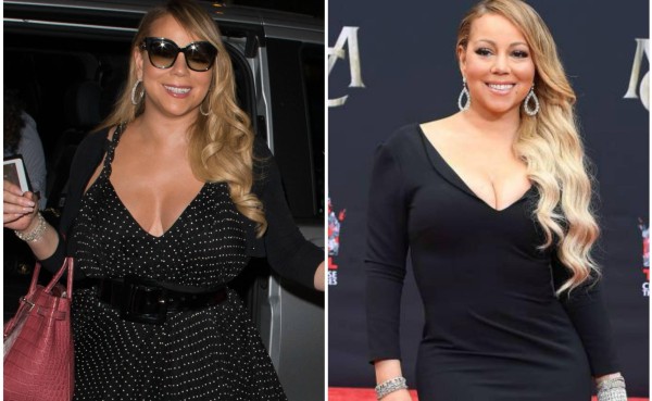 A la izquierda, Mariah Carey en junio, a la derecha, la cantante el 1 de noviembre.