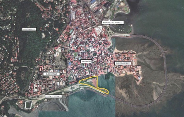 El color amarillo indica el área donde se ubicará el proyecto Puerta Sur.