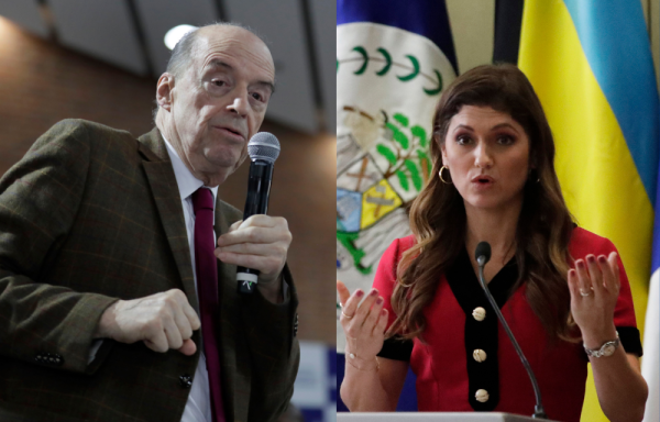 Canciller designado por el Gobierno del presidente electo de Colombia, Gustavo Petro, Álvaro Leyva y canciller de Panamá, Erika Mouynes.