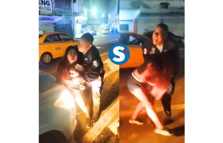 Mujer ebria mordió a policía (VIDEO)