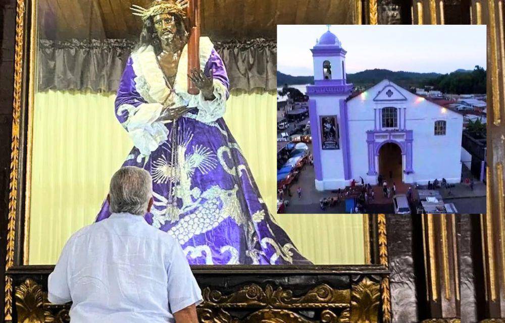 El mandatario panameño se presentó ante el altar del Cristo Negro de Portobelo