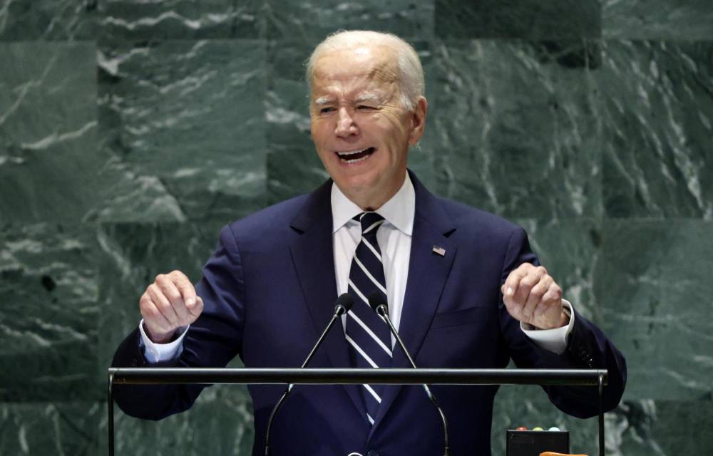 El presidente de Estados Unidos, Joe Biden, habla durante el debate general del 79º periodo de sesiones de la Asamblea General de las Naciones Unidas en la Sede de las Naciones Unidas en Nueva York, Nueva York, EE.UU.