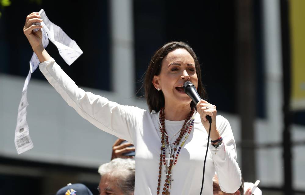 Fotografía de archivo de la líder opositora venezolana, María Corina Machado. EFE/ Ronald Peña