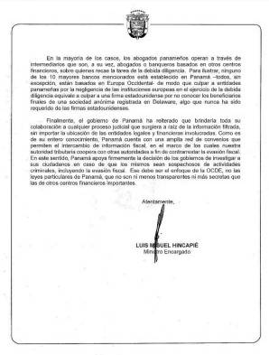 Carta de Hincapié a Gurria.