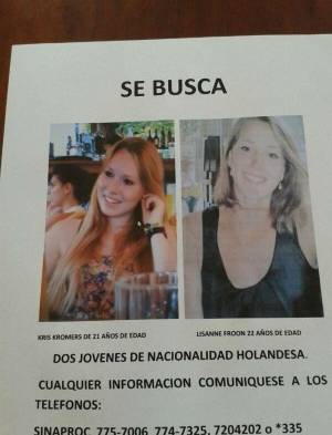Sigue búsqueda de holandesas desaparecidas .
