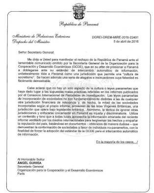 Carta de Hincapié a Gurria.