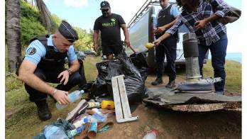 Inspeccionan los restos recogidos por miembros de asociaciones y voluntarios.