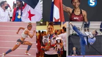 Atheyna Bylon y Joselyn Edwards. Abajo: Gianna Woodruff, Carolena Carstens, Daniela Rodríguez.