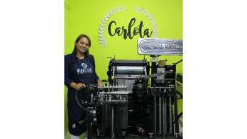 La máquina que se usa para la técnica Letterpress.