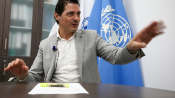 El representante residente de Acnur en Ecuador, Giovanni Bassu, durante una entrevista a Efe, el 7 de febrero de 2023 en Quito (Ecuador).