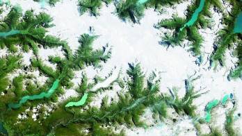 En esta fotografía satelital cedida por la Unesco se muestra el retroceso del glaciar Nigardsbreen, en Noruega.