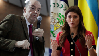Canciller designado por el Gobierno del presidente electo de Colombia, Gustavo Petro, Álvaro Leyva y canciller de Panamá, Erika Mouynes.