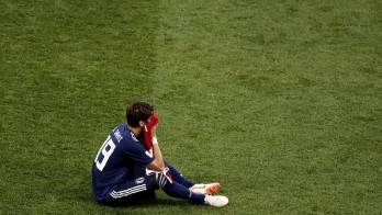 Hiroki Sakai se lamenta luego del partido.