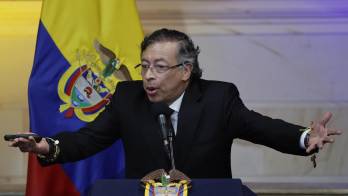 Fotografía de archivo del 20 de julio de 2026 que muestra al presidente de Colombia, Gustavo Petro, hablando en la instalación del nuevo Congreso, en Bogotá (Colombia). EFE/ Carlos Ortega / ARCHIVO