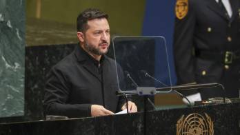 El presidente de Ucrania, Volodímir Zelenski, interviene en la Asamblea General de las Naciones Unidas.