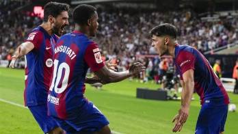 El&nbsp;Barça tuvo que sudar para anotar&nbsp; dos goles en la recta final del partido