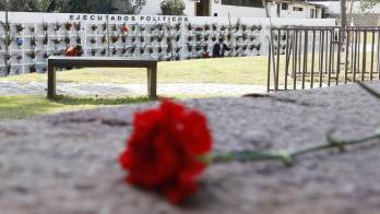 Fotografía de archivo de una flor frente al Memorial de Detenidos Desaparecidos y Ejecutados Políticos, en el Cementerio General de Santiago de Chile. EFE/ Elvis González