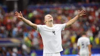 El delantero de Noruega Erling Haaland celebra tras anotar el segundo gol de su equipo durante el Mundial 2026.