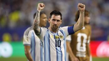 Lionel Messi celebra su gol.