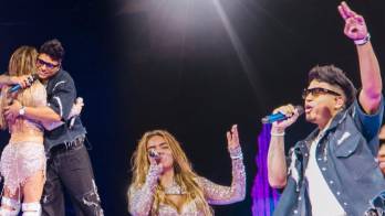 Karol G sorprendió en Miami al cantar sobre el escenario del Hard Rock Stadium de Miami ‘Dile Luna’ con junto al panameño Eddy Lover. Redes Sociales/@eddyloveroficial