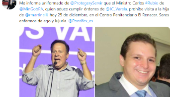 Sittón:&nbsp;Ministro Rubio le prohíbe visita a la hija de Martinelli&nbsp;