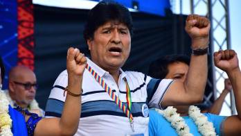 El expresidente de Bolivia Evo Morales participa en un evento con sus seguidores y delegaciones del Runasur este domingo, en Ivirgarzama (Bolivia).
