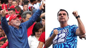 Combo de fotografías que muestra al presidente y candidato a la reelección de Brasil, Luiz Inácio Lula da Silva (i), y al candidato opositor, Flávio Bolsonaro, durante sus respectivos cierres de campaña este sábado y que, según los últimos sondeos, Bolsonaro ganaría la segunda vuelta de las elecciones con un 51 % de los votos válidos frente al 49 % de Lula da Silva. EFE/ Sebastiao Moreira / Andre Coelho