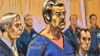 Fotografía de un dibujo de Jane Rosenberg donde aparece el presidente de Venezuela, Nicolás Maduro, compareciendo ante un tribunal federal de Nueva York. EFE/ Jane Rosenberg