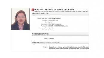 Interpol ordena captura de María del Pilar Hurtado.