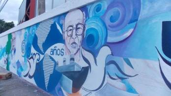 Fueron 15 los pintores que participaron en esta hermosa obra que está en la ciudad de Santiago.