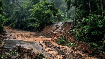 El cierre temporal de la carretera Las Tablas–La Miel–Tonosí es debido a deslizamientos de tierra provocados por las constantes lluvias.