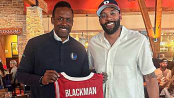 Rolando Blackman y Tony Bishop durante la reunión.