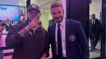 Boza compartió con David Beckham durante su visita al Nu Stadium, en Miami.