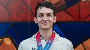 Ian Romero celebra la conquista de la medalla de bronce en taekwondo, la tercera presea para Panamá en los Juegos Centroamericanos y del Caribe Santo Domingo 2026.