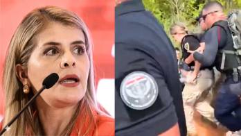 Policías sacaron rápidamente a la mandatario del sitio.