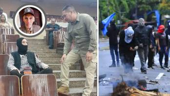 Seguridad intentó sacarlo del lugar.