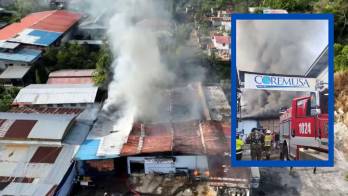 Vista aérea del siniestro. Se utilizaron bomberos de 4 estaciones.