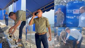 Gobernador de Herrera bebe agua de tanque de reserva para dar tranquilidad a la población