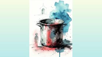 Pidió olla prestada a la iglesia y cocinó a su hijo