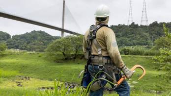Un trabajador en plena faena.