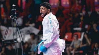 Alberto Gálvez durante el combate.
