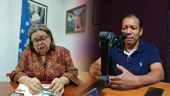 Gobernadora Hildemarta Riera Díaz (izquierda). Y el denunciante del suceso, Dr. Sánchez-Serrano (d).