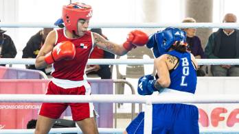 Yuliett Hinestroza durante su combate.