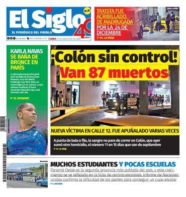 Portada del impreso del 15 de septiembre de 2025