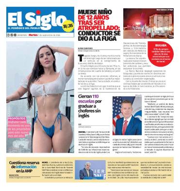 Portada del impreso del 1 de septiembre de 2026
