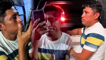 El joven llamando a su madre en busca de auxilio.