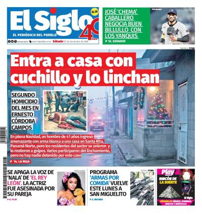 Portada del impreso el 27 de diciembre de 2025
