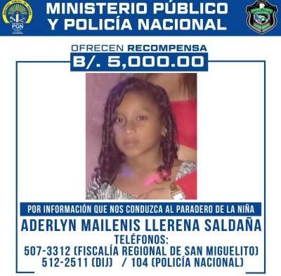 PN ofrece recompensa de $5 mil por información sobre Aderlyn Llerena Saldaña